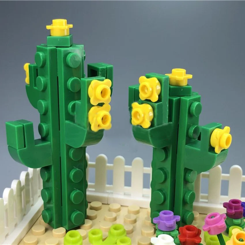 MOC Bricks Legoing Creative Pot Toy Animals DIY Plant Desert Cactus Building Blocks Educational Toys for Children (3)