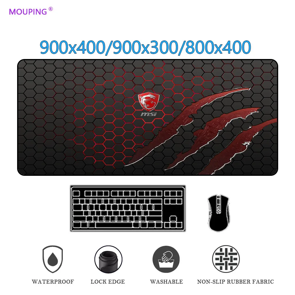 Mouse Pad Pc Gamer Carpet Mouse Pad Black and Red Rug Rubber Black Big