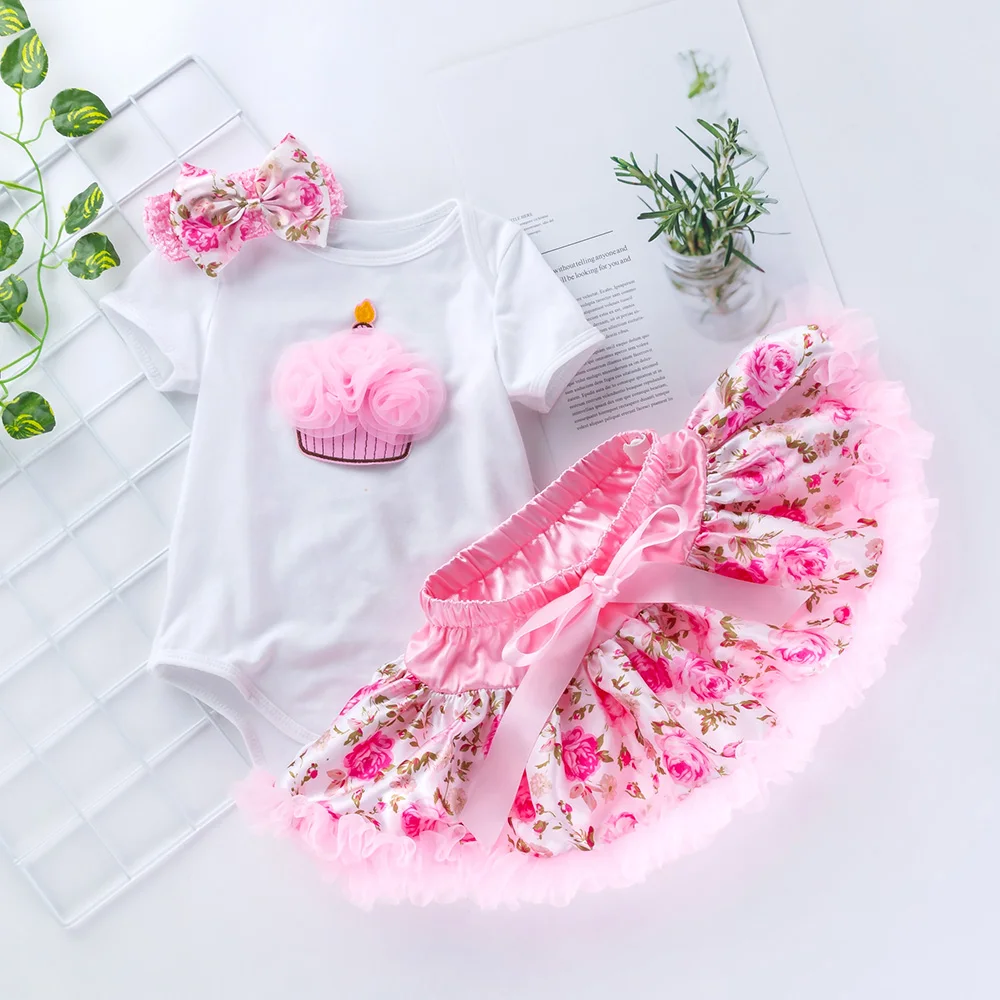 3pcs Tutu Skirt Clothing Sets Baby Girls Romper Pettiskirt Tulle Skirts Clothes Infant Jumpsuit Princess Birthday Party Costumes baby dress and set