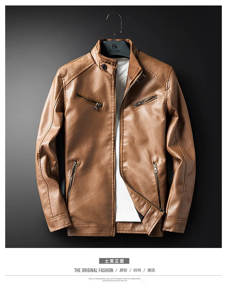 New Style MEN'S Leather Coat AliExpress Leather Jacket MEN'S Coat PU Leather