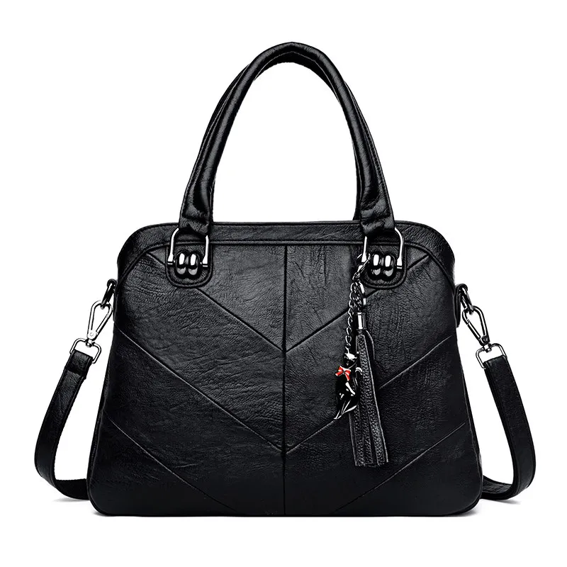 Высококачественные женские роскошные сумки с кисточками, сумки через плечо для женщин, сумка через плечо, женская сумка-мессенджер, сумка-тоут, bolso mujer - Цвет: Black