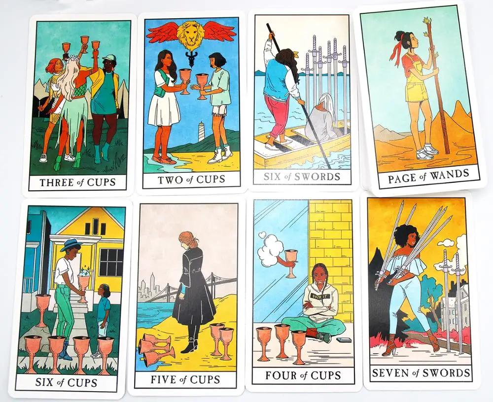 English Edition LTT 78Pcs Modern Witch Tarot Deck Guidance Magical Divination Fate Table Card Board Game Guidebook for Beginners Set,Oracle Cards