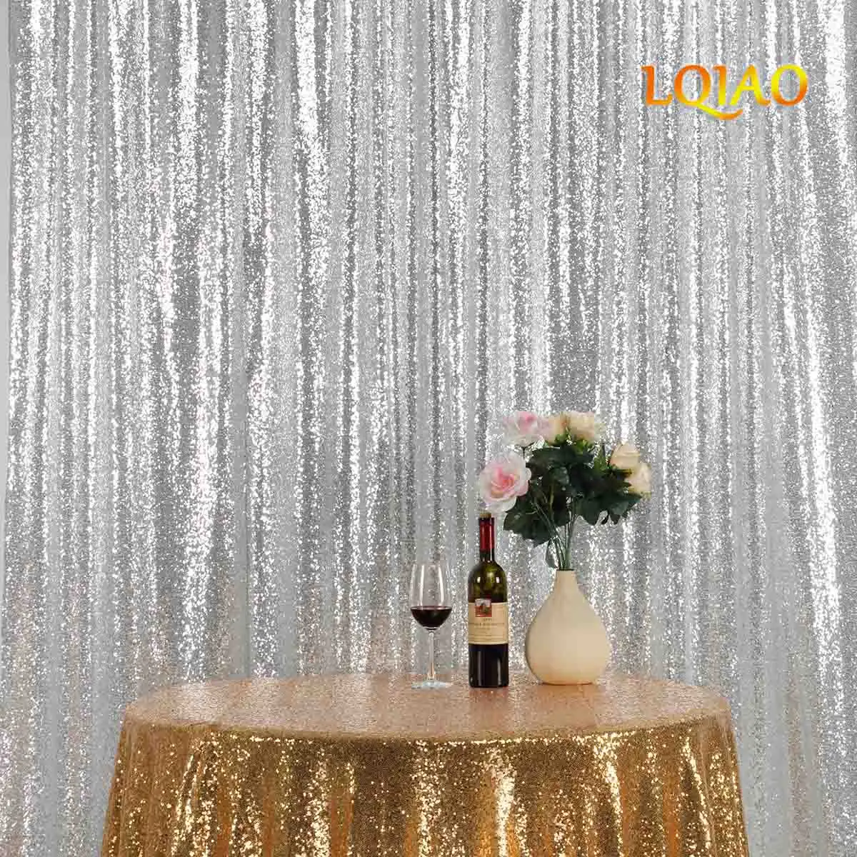Фон для фотосъемки LQIAO блестящий серебристый фон с блестками 4 фута 8 футов|decorative