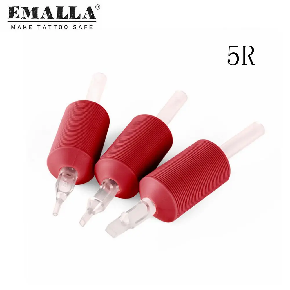 

1"(25mm) 20PCS/Box Red 5R Disposable Tattoo Grips With Clear Long Tips for Tattoo Needles Tattoo Machine Supply Free Shipping