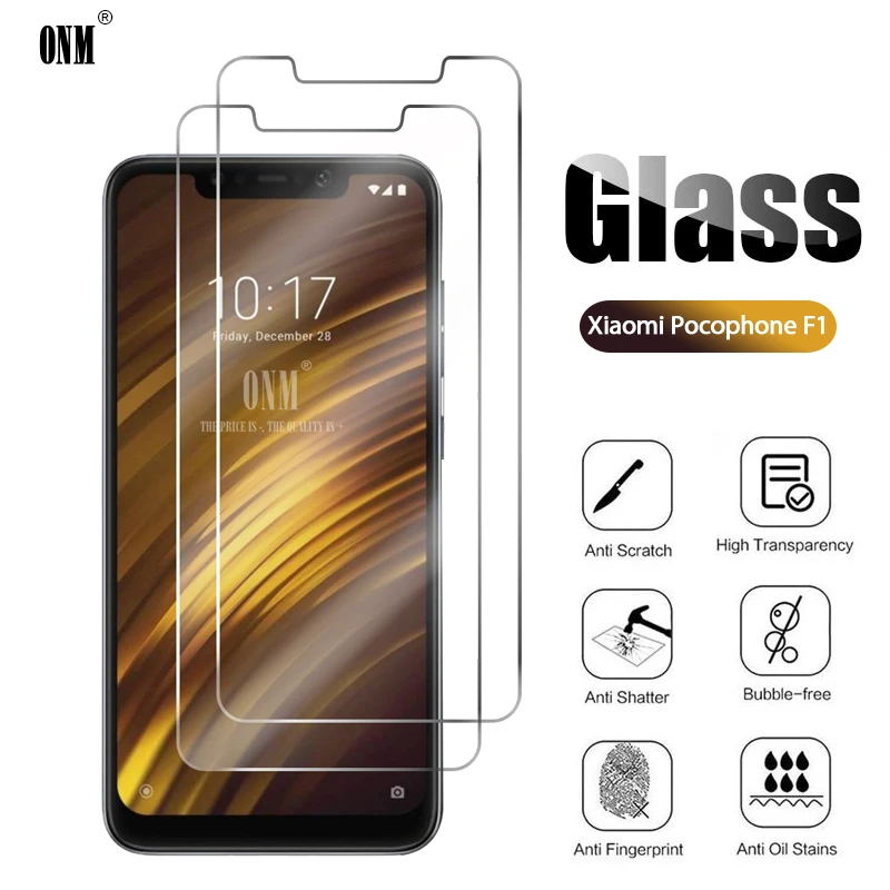 2 шт закаленное стекло для Xiaomi Pocophone F1Screen Protector F1 Защитная стеклянная пленка |