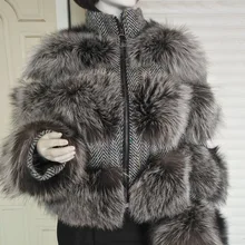 Куртка из натурального Лисьего меха, пальто из натурального меха, пончо из натурального меха, пальто из натурального меха размера плюс, зимняя теплая верхняя одежда