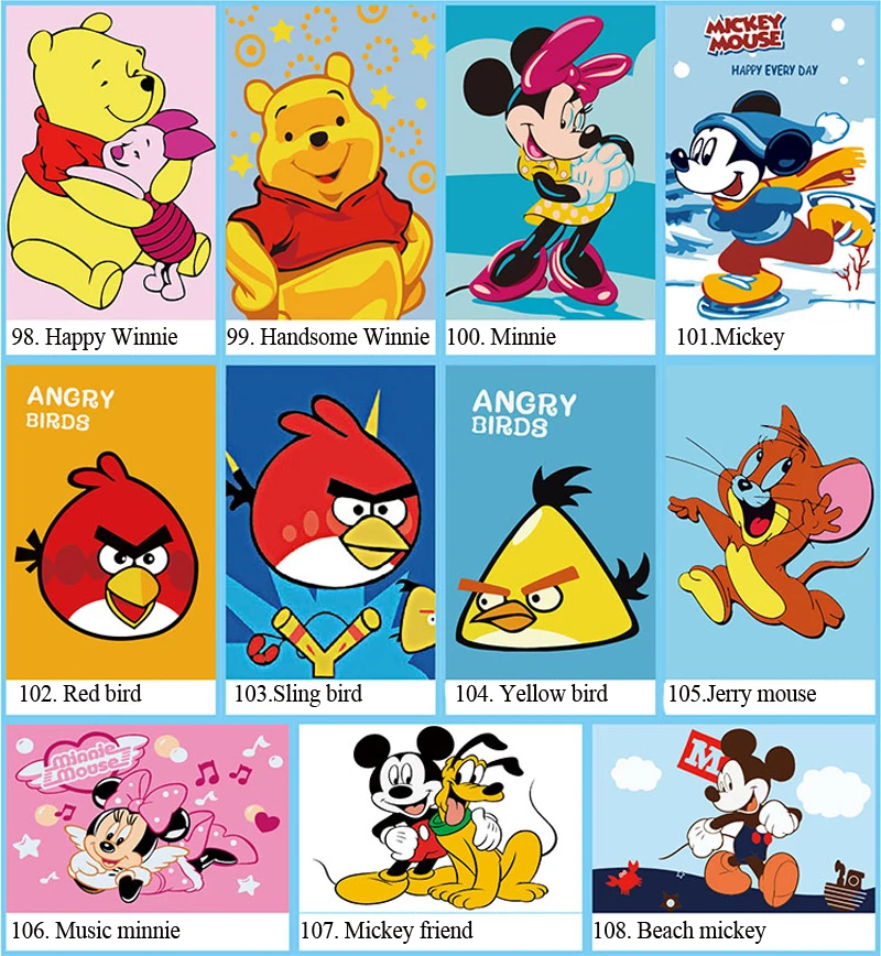  DIY Small Frameless Picture Painting By Numbers Bear Cartoon Children Home Decor Canvas Oil Painitn