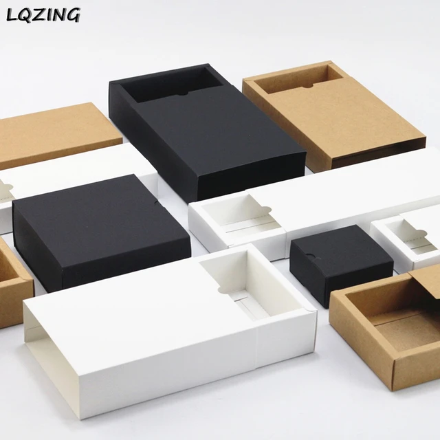 20 pcs Kraft Black White Paper Box Blank Paper Gift Packaging Box Cardboard  Box With Lid Gift Large Carton Boxes - AliExpress