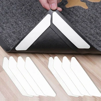 

8PCS Anti Slip Soft Mat Rug Carpet Anti Curling Rug Grippers Tape Floor Home Rug Carpet Mat Gripper Non Slip Skid Reusable Grip