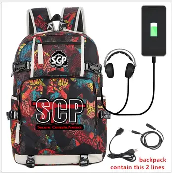 

SCP Special Containment Procedures Foundation USB Backpack Bag Luminous Student Bookbag Rucksack Student Schoolbag Bag Travel