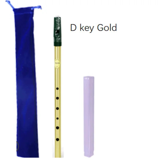 D Key Gold D-ключ, золотая металлическая флейта, 6 отверстий, ирландский латунный музыкальный инструмент, флейта с жестяным свистком, ирландский духовой инструмент, легко обучаемый - Цвет: D Key Gold