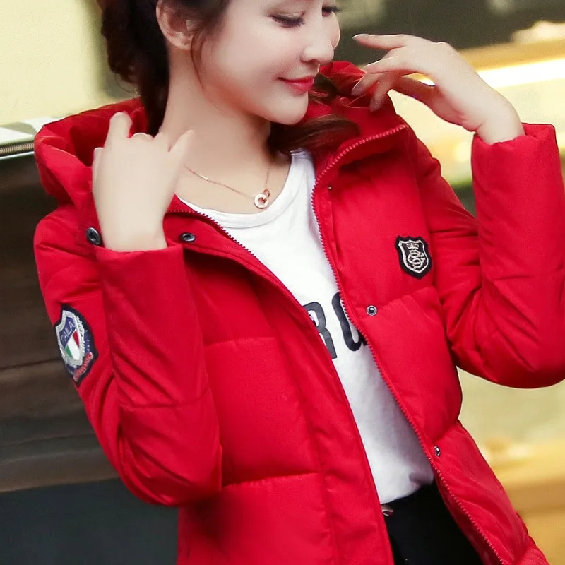 

Long Cotton-padded Clothes Warm New Style Medium-length Cute Middle School Students Bright Red 2017 Winter Windproof Winter Cott