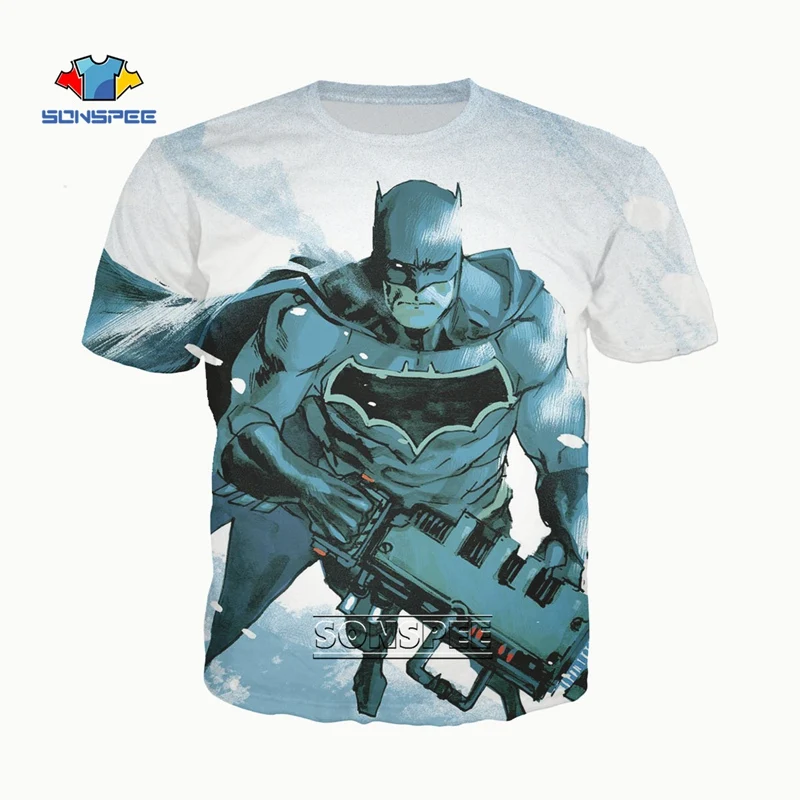 

SONSPEE Brand Clothes Batman Body Building Stringer T shirt Mens Fitness 3D Print Top Shirt Sportwear Mens Gym Sport T-shirt
