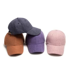 Men Women Unisex Woolen Baseball Cap Winter Wide Brim Warm Thicken Peaked Hat Outdoor Sports Snapback Hat