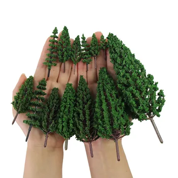 Model Pine Trees Green Pines Plastic For Forest O HO TT N Scale Model Railway Layout Miniature Scenery S0901