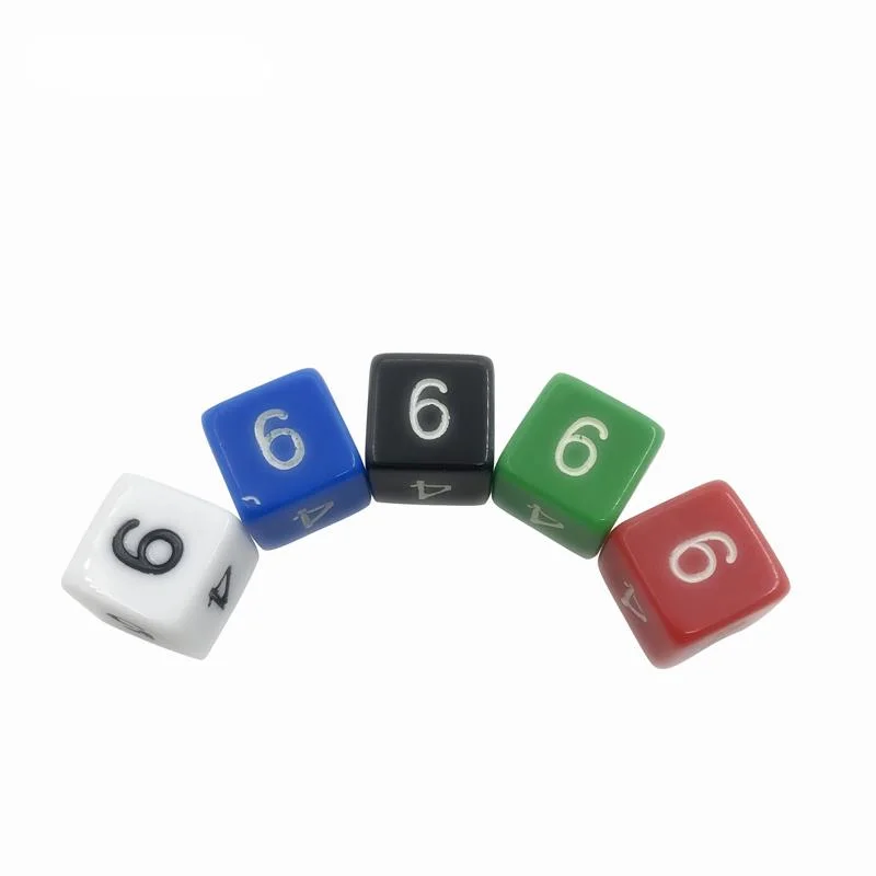 5Pcs/Lot 16mm Digital Dice High Quality Acrylic Square Corner Multicolor  Dice Games Dice Entertainment Board Game