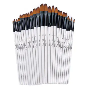 

12pcs Nylon Hair Wooden Handle Watercolor Paint Brush Pen Set For Learning Diy Oil Acrylic Painting Art Paint Brushes Supplies