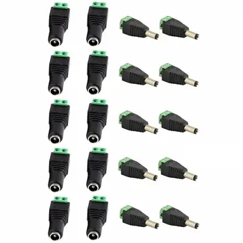 

10 pair (20pcs) Coax Cat5 To Bnc DC Power Male jack plug DC female Connector plug adapter Av BNC UTP for CCTV Camera Video Balun