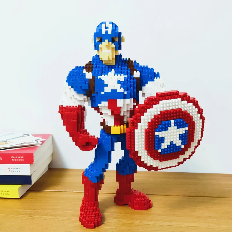 Marvel Мстители Капитан Америка герой DIY 3D модель алмаз Мини Строительные маленькие