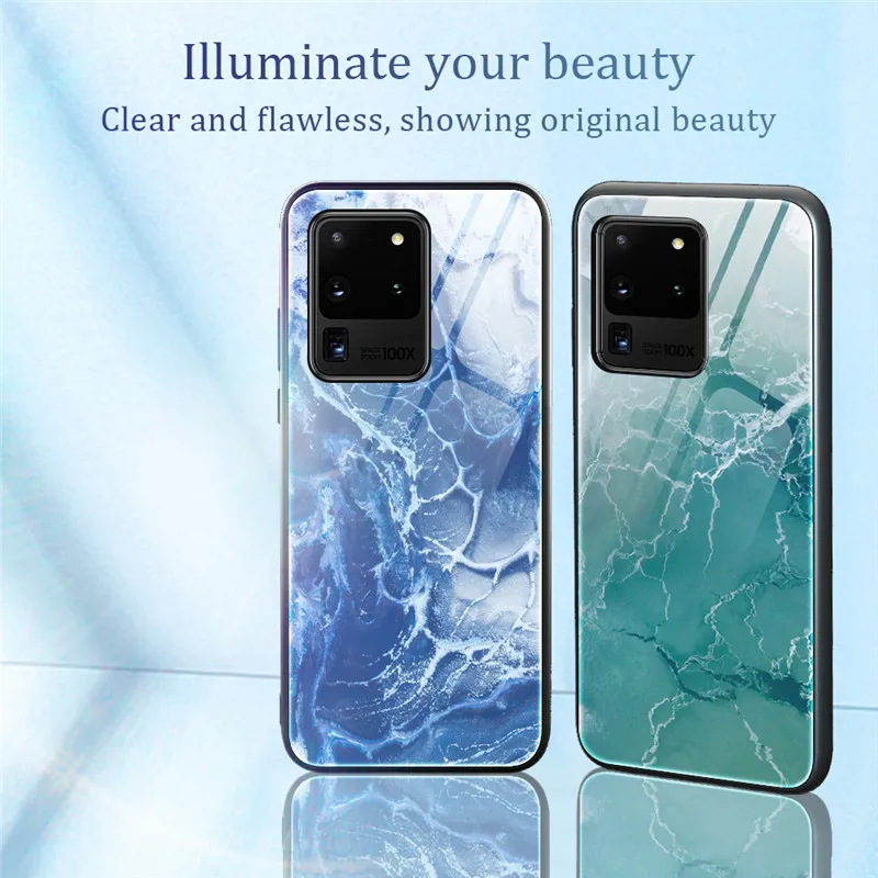 Чехол из закаленного стекла с мраморным рисунком для Samsung Galaxy S20 S10 S9 Plus S10E Note 9 10 Pro