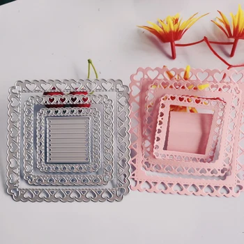 

METAL CUTTING DIE cut square frame nesting heart rosette Scrapbook paper craft album card punch knife art cutter die