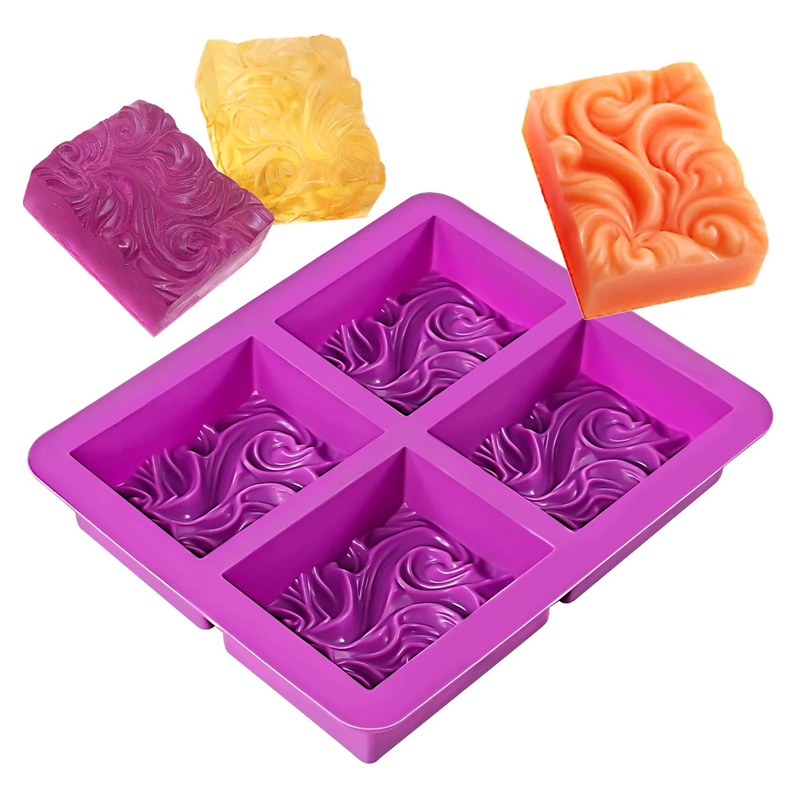 4cavity Wavy Flower Silicone Handmade Soap Mold Cake Mold Diy