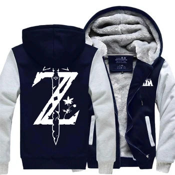 

Men Winter thick Coat Zipper Hooded Sweatshirt uisex Fleece Hoodie ZELDA logo print Customized multicolor Casual Sports dropship