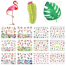 12 Designs Watermark Nail Art Decoration Water Decals Flower Flamingo Bird Rose Sticker Manicure Sliders Adhesive Tip BN913-924