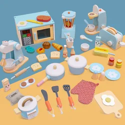 Ensemble de jouets de cuisine en bois pour enfants, maison de jeu, amusant, bricolage, Simulation de cuisine, jouet éducatif pour enfants, cadeaux de noël 