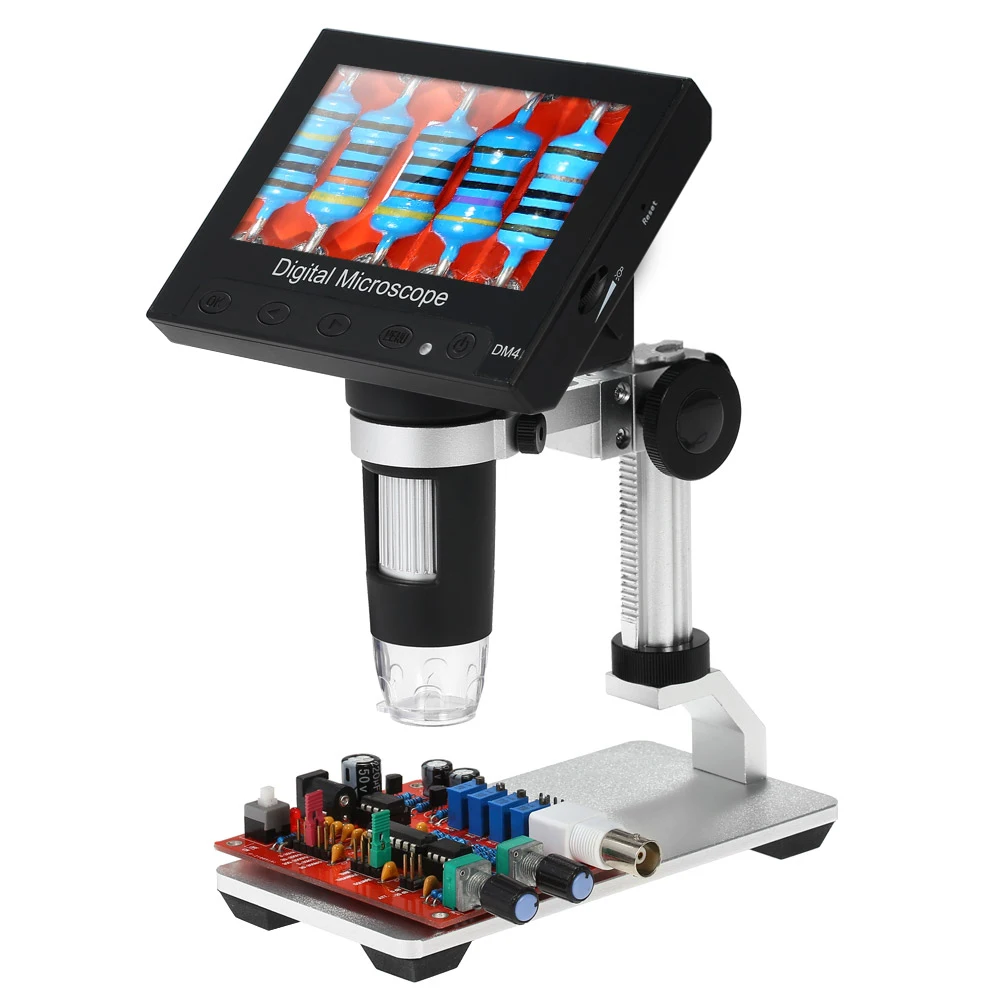 

1000X Portable Digital Microscope 4.3" LCD Display 720P LED Magnifier with Built-in Rechargeable Lithium Battery and Metal Stand