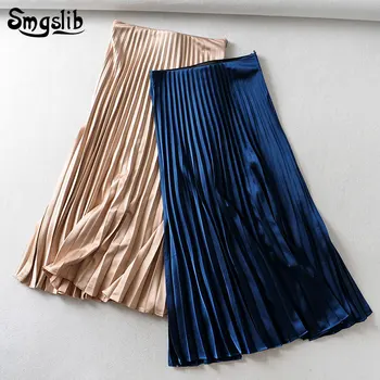

2019 Fashion Tide New Spring Autumn skirt england style Elegant pleated empire vintage Ankle-length houndstooth long skirts