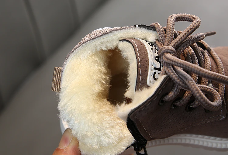 DOGEEK/новая детская осенне-зимняя обувь Детские теплые ботинки для мальчиков и девочек, детские теплые ботинки обувь на меху для маленьких мальчиков, размер 21-30