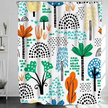 

YL590 Dense Jungle Dacron Waterproof Shower Curtain Toilet Partition Decoration Printed Shower Curtain Manufacturers Size