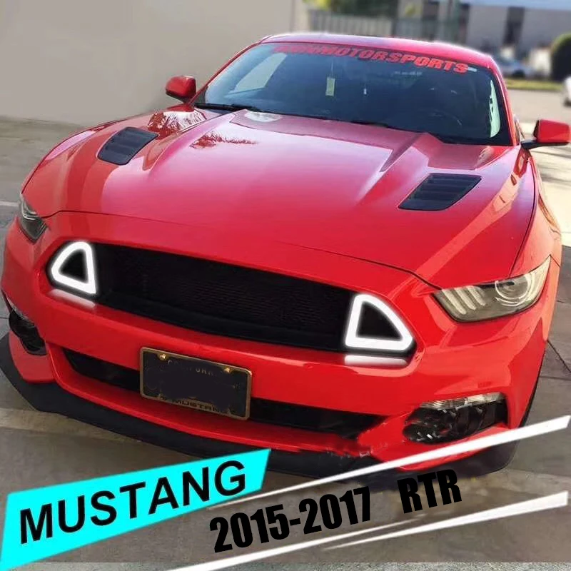 Матовый черный гриль для Ford Mustang 2015 2016 2017 ABS передний со светодиодной подсветкой
