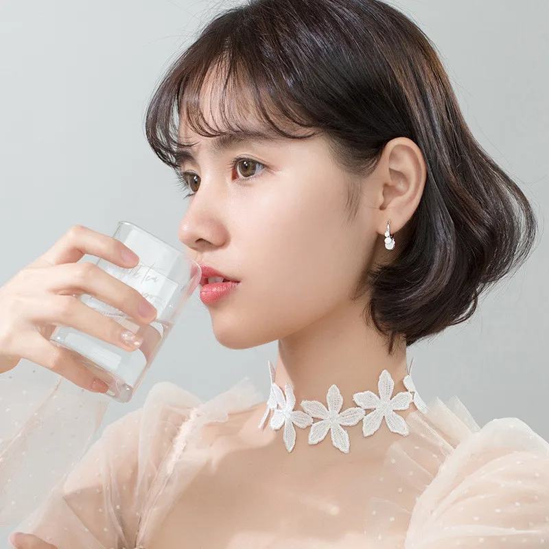 WANTME 100%  라운드 작은 디스크 태슬 펜던트 스터드 귀걸이, 여성 파티 데일리 웨어 쥬얼리, 핫 세일