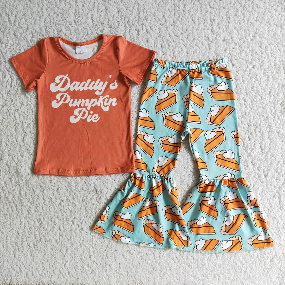 Ropa de Acción de Gracias para bebé y niña, camisa con letras naranjas, cortos de pastel de calabaza, de campana, trajes de moda para niños|set de ropa| - AliExpress