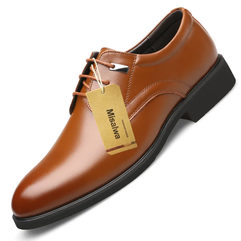 Misalwa/мужские кожаные офисные туфли; классические мужские туфли в стиле дерби; свадебные туфли в британском стиле, увеличивающие рост; большие размеры 36-49