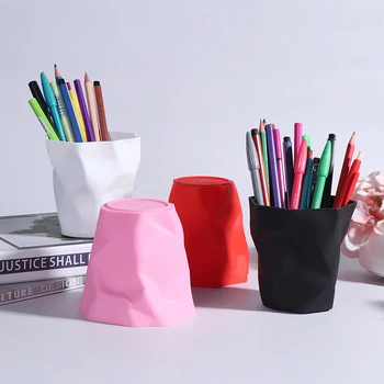 

New Pen Pencil Holder Container Desk Multifunction Mini Desktop Dustbin Vase Pot Makeup Brush Holders Home Office Stationery