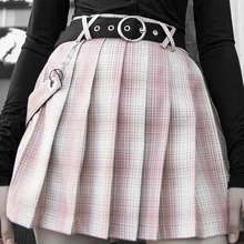 Клетчатая юбка для девочек в стиле панк и рейв в студенческом стиле осенне-зимняя женская маленькая плиссированная юбка А-образной формы с поясом