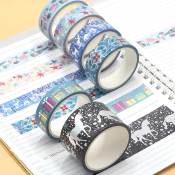 

1PC Decorative Snow Deer Christmas gift Washi Tape Rice Paper DIY Scrapbooking Adhesive Masking Tape 1.5cm*5m Stationery