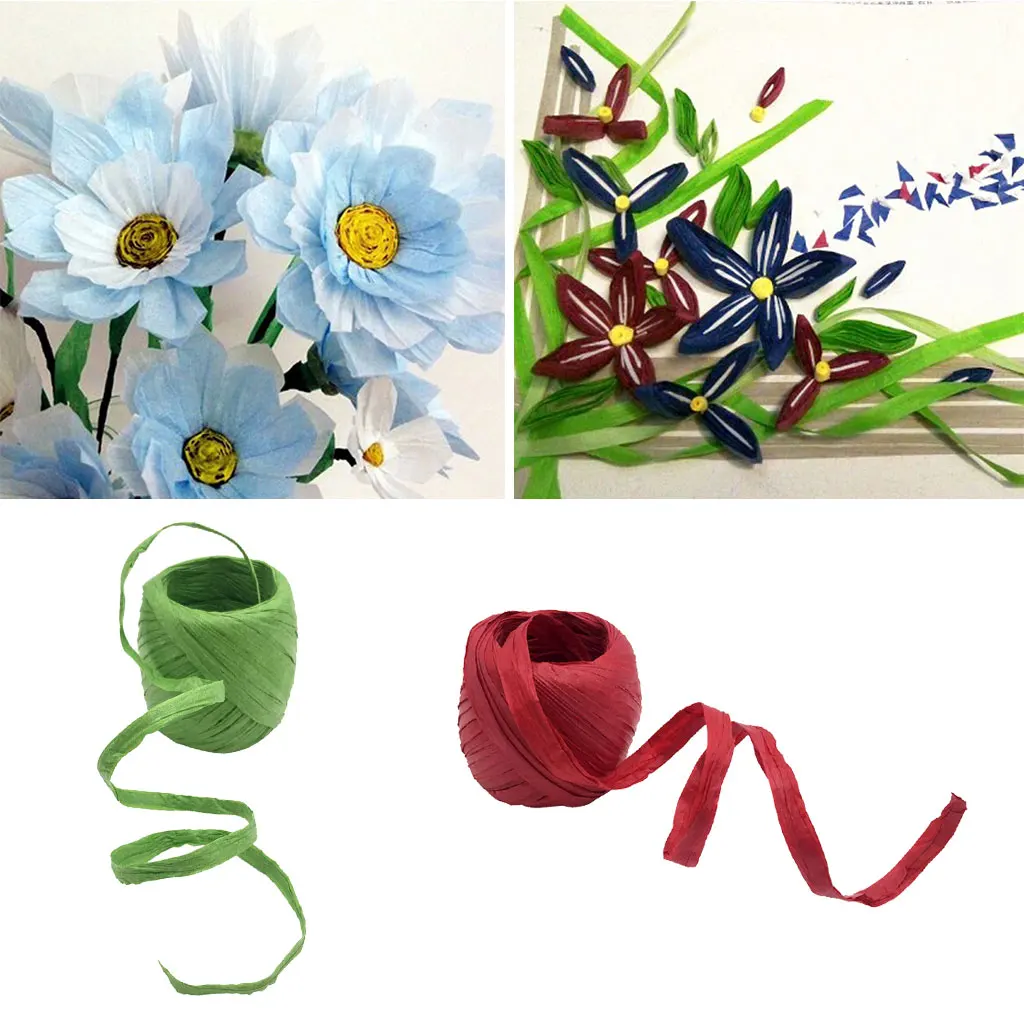 2x Raffia Paper Ribbon Rope Decoration Scrapbooking Cords Packing Crafts LOT