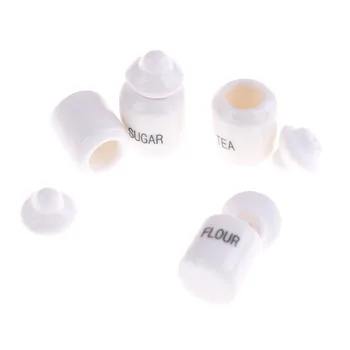

Miniature Cute White Ceramic Storage Jars Kitchen Access New 4pcs 1/12 Dollhouse Classic Pretend Play Furniture Toys for Child