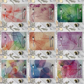 

Color Leaves Pattern Table Placemat European Style Dining Table Cushion Kitchen Supplies Western-style Placemat Coasters