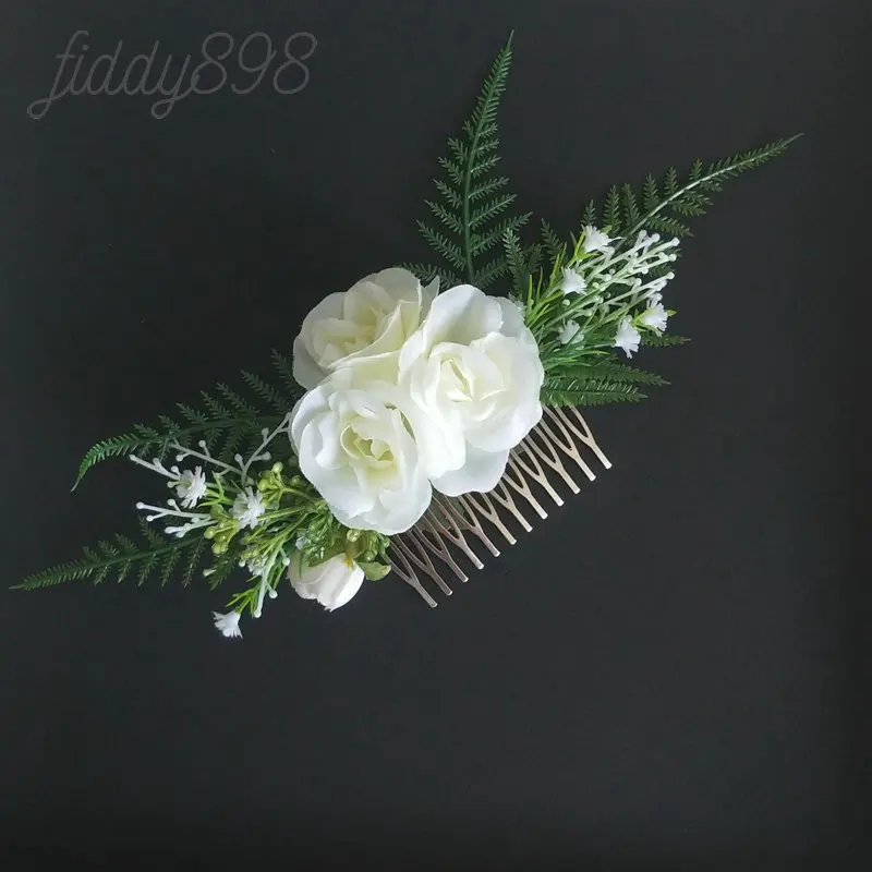 Newest Romantic Bridal Flower and Leaf Wedding Hair Accessories Floral Wedding Hair Combs for Bride tocados flores bodas