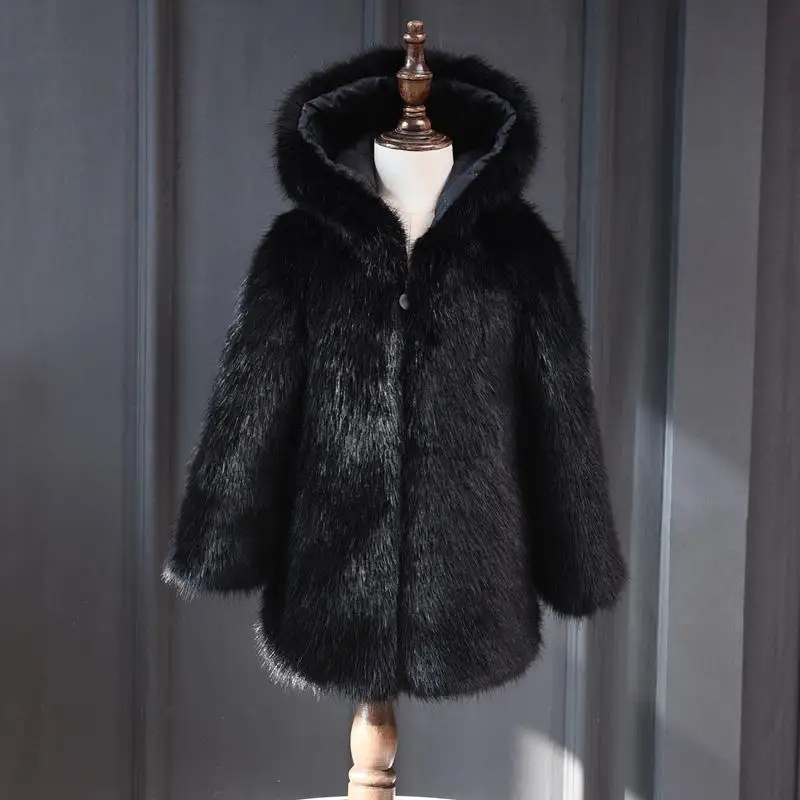 Black Hooded Детские теплые плотные пальто; Верхняя одежда для мальчиков и девочек; пальто для малышей; куртка с искусственным мехом и капюшоном; г.; зимние детские пальто; 721 - Цвет: Black Hooded