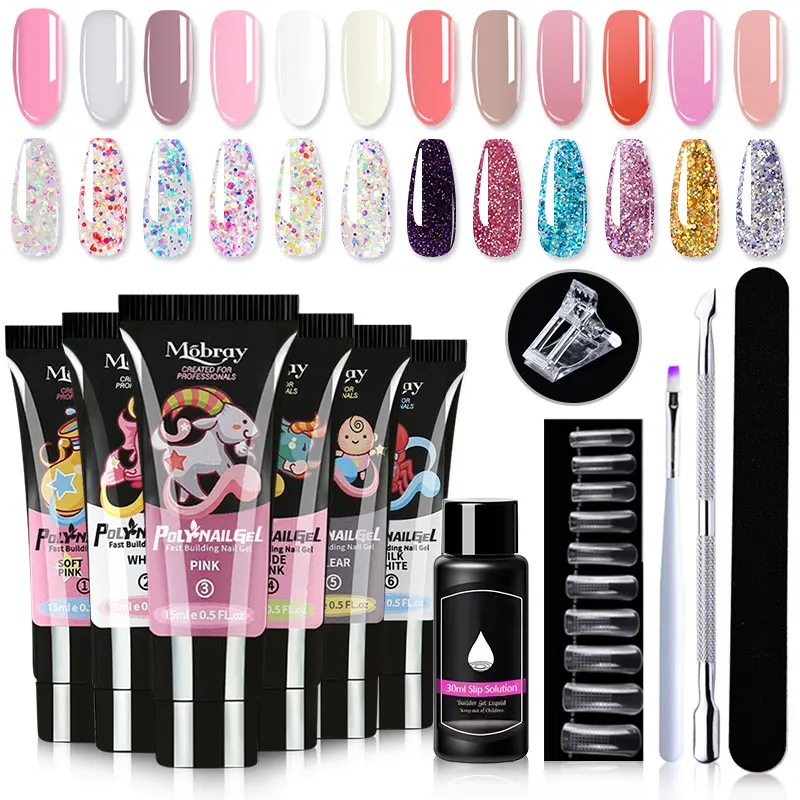 

Mobray 15ml Poly UV Gel Set Nail Gel Kit For Manicure Set Acrylic Solution Building Clear Color Gel Extension Nail Tool Nail Set