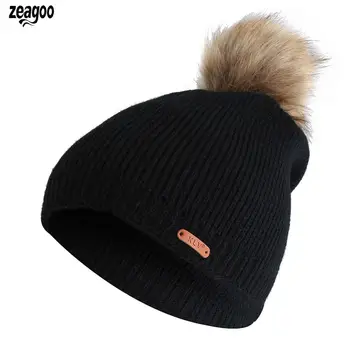 

Women Winter Warm Double-layers Knitted Headwear Stretchy Soft Hats Hand wash only. Solid Plush Ball