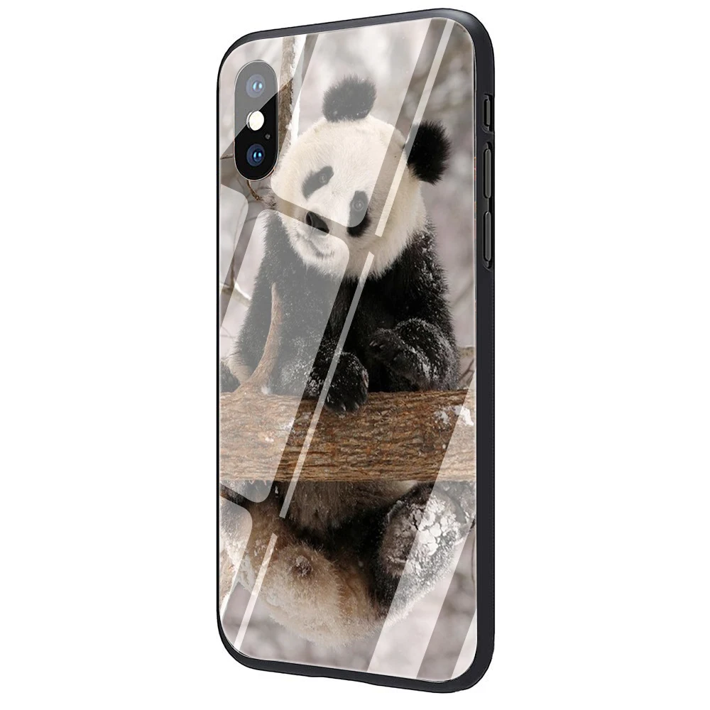 Чехол EWAU Panda on the tree из закаленного стекла для iPhone 11 Pro 6 6S Plus 7 8 Plus X XS XR XS Max - Цвет: G12