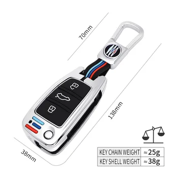 In Lega di zinco Custodia/cover per Chiave/telecomando Per Audi A3 A4 A5 C5 C6 8L 8P B6 B7 B8 C6 RS3 Q3 Q7 TT 8L 8V S3 Accessori - In Lega di zinco di Chiave Dell automobile Del Silicone di Caso Della Protezione Della