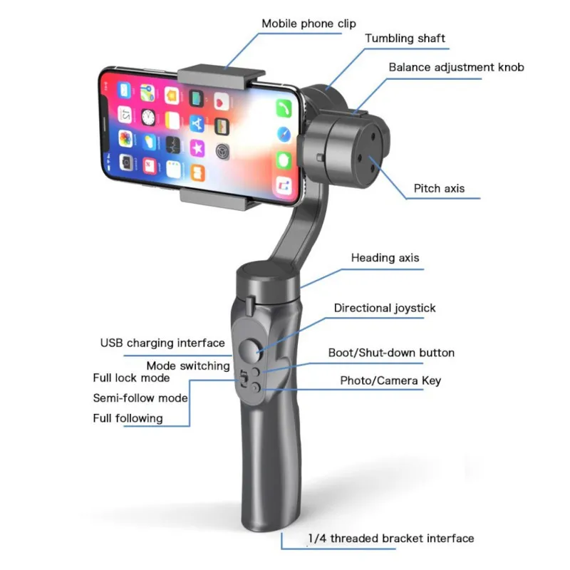 Mobiele Plus 3 оси Telefoon Gopro Gimbal для Gopro Hero 6 5 SJCAM стабилизатор карты памяти